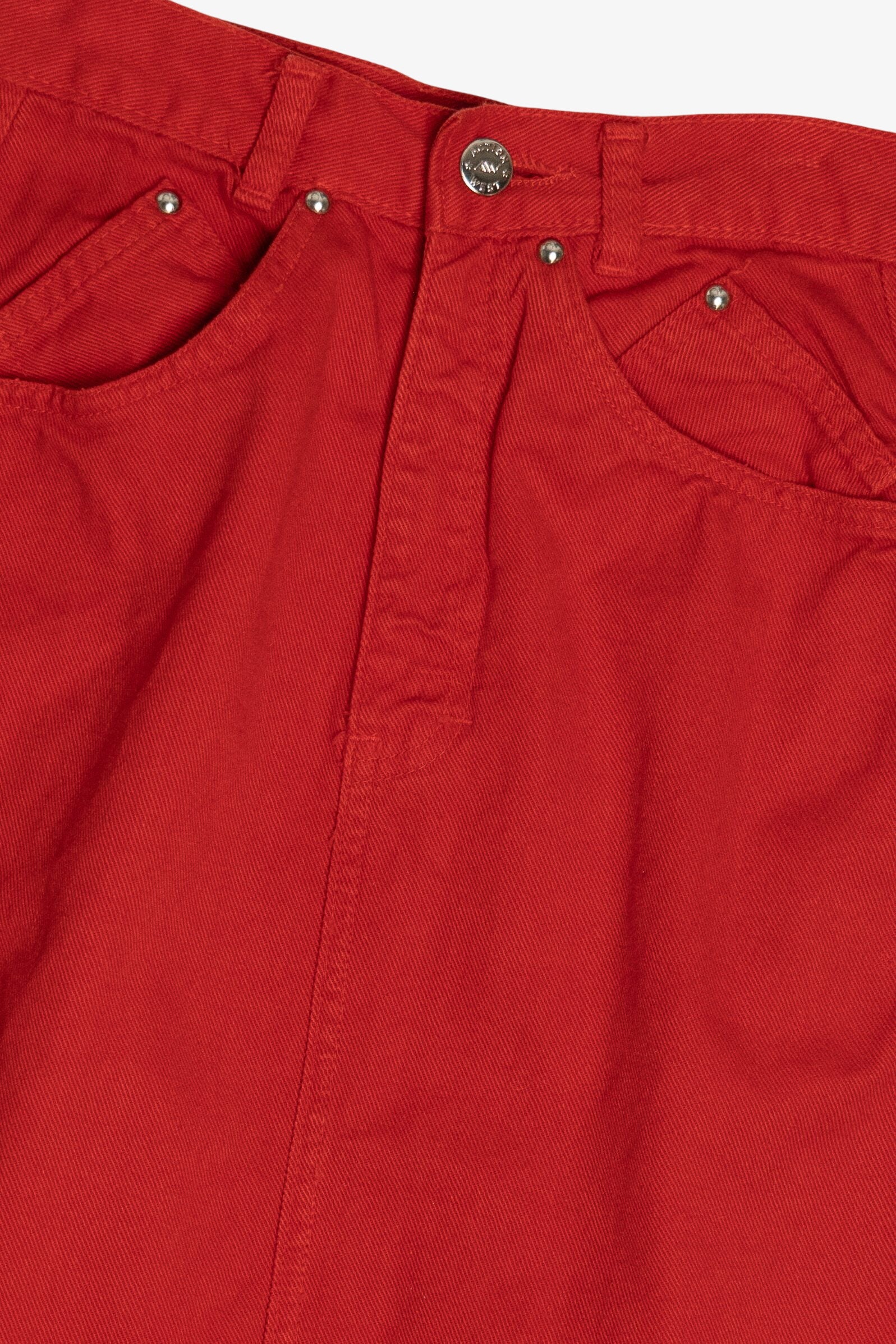 Vintage Cherry Red High Waisted Denim Mini Skirt (1980s)