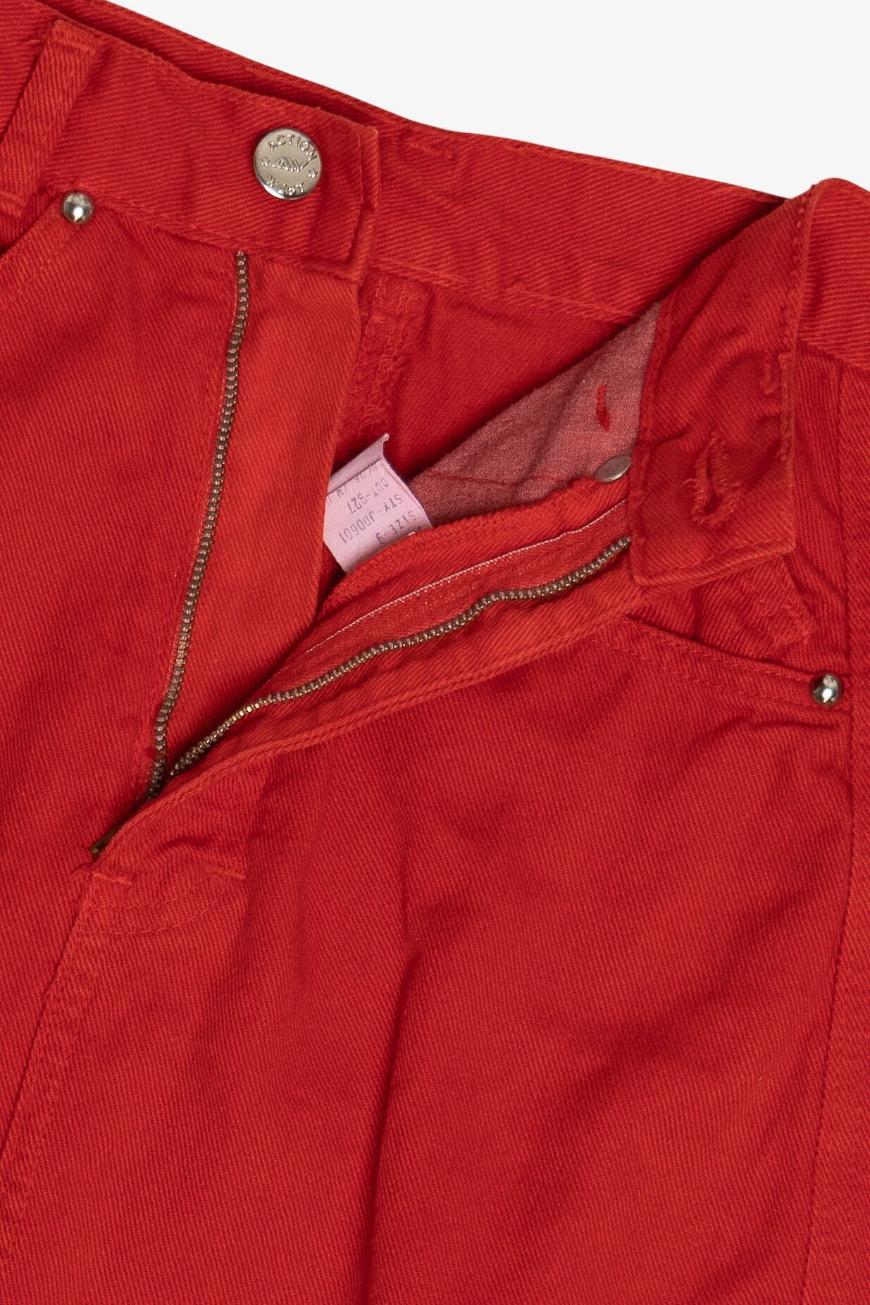 Vintage Cherry Red High Waisted Denim Mini Skirt (1980s)