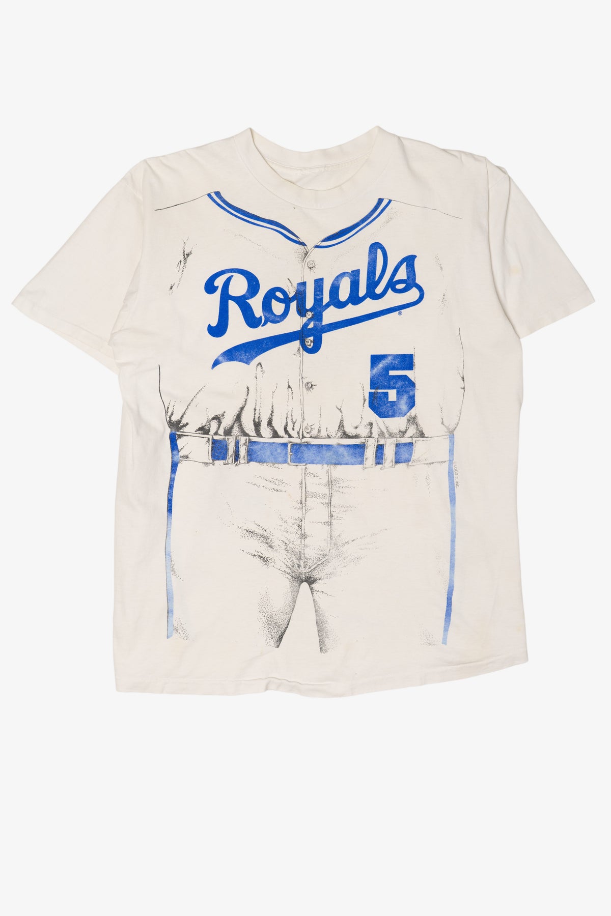 Vintage Distressed Kansas City Royals George Brett #5 Baseball Uniform MLB T-Shirt (1980s)