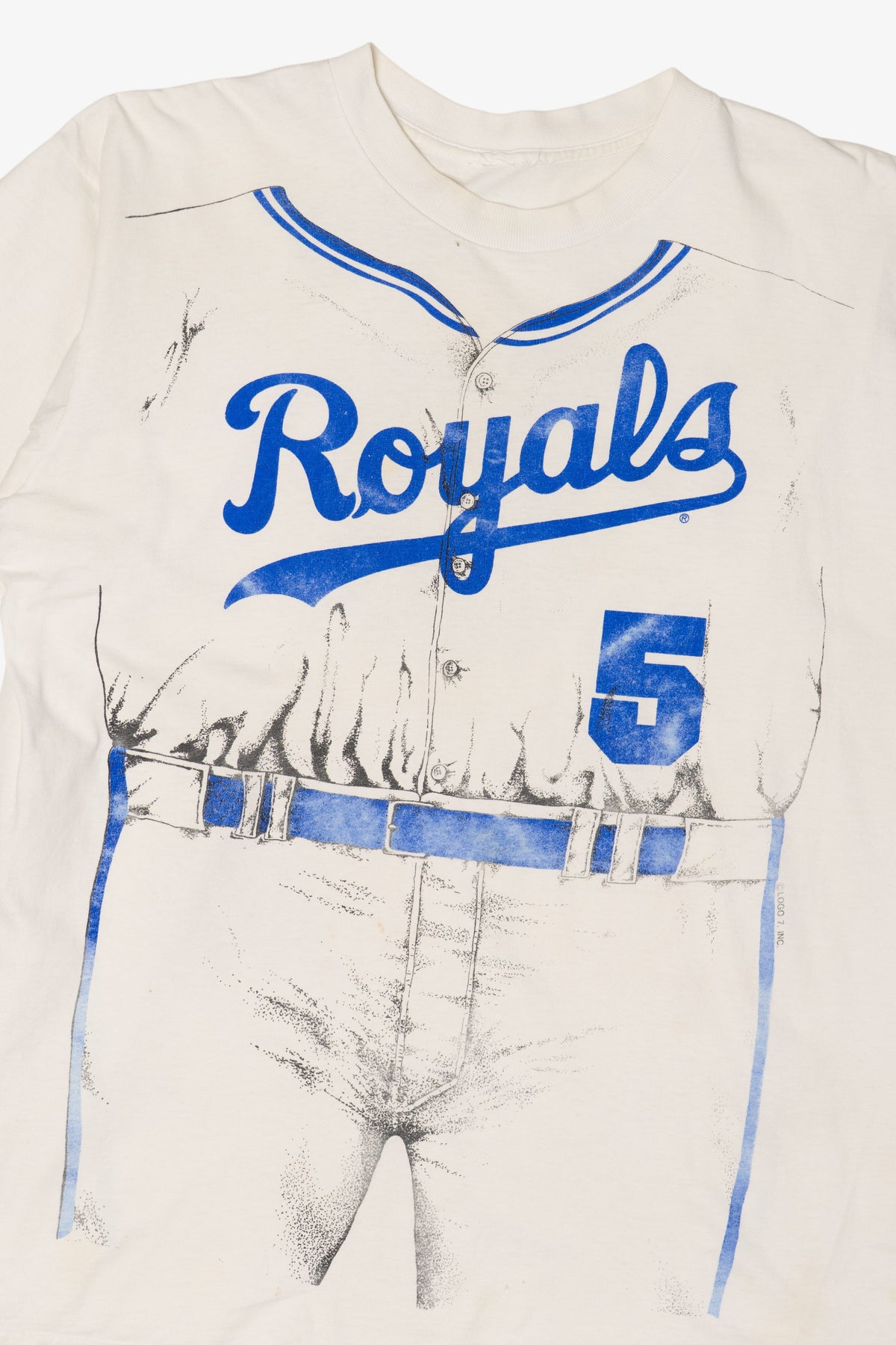 Vintage Distressed Kansas City Royals George Brett #5 Baseball Uniform MLB T-Shirt (1980s)