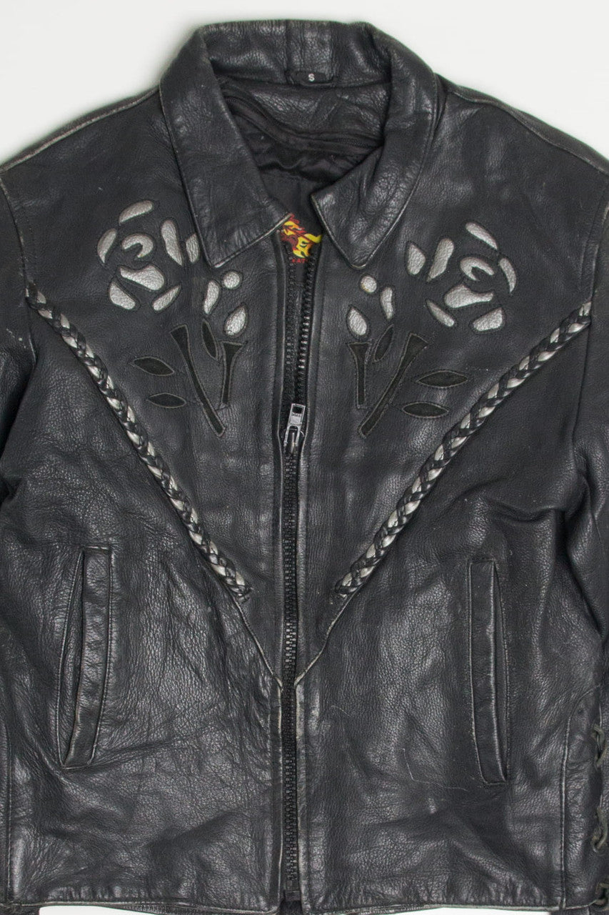 Women's Silver Rose Motorcycle Jacket