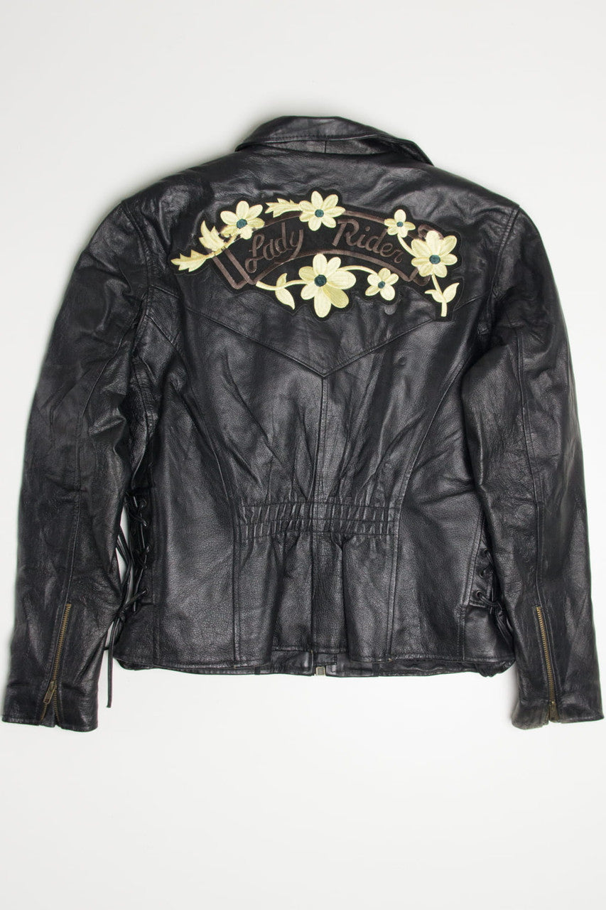 Embroidered Floral Lady Rider Motorcycle Jacket 332