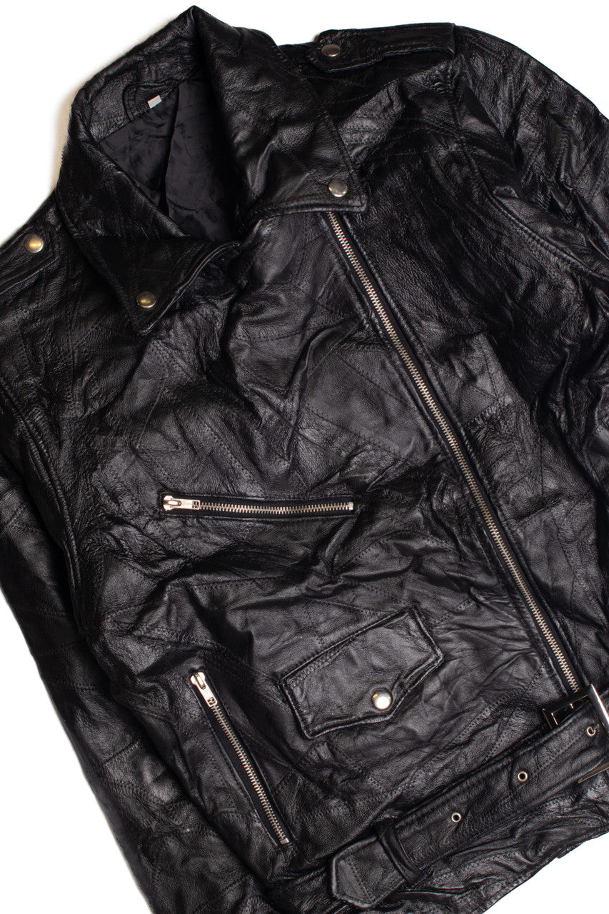 Patchwork Leather Motorcycle Jacket 362
