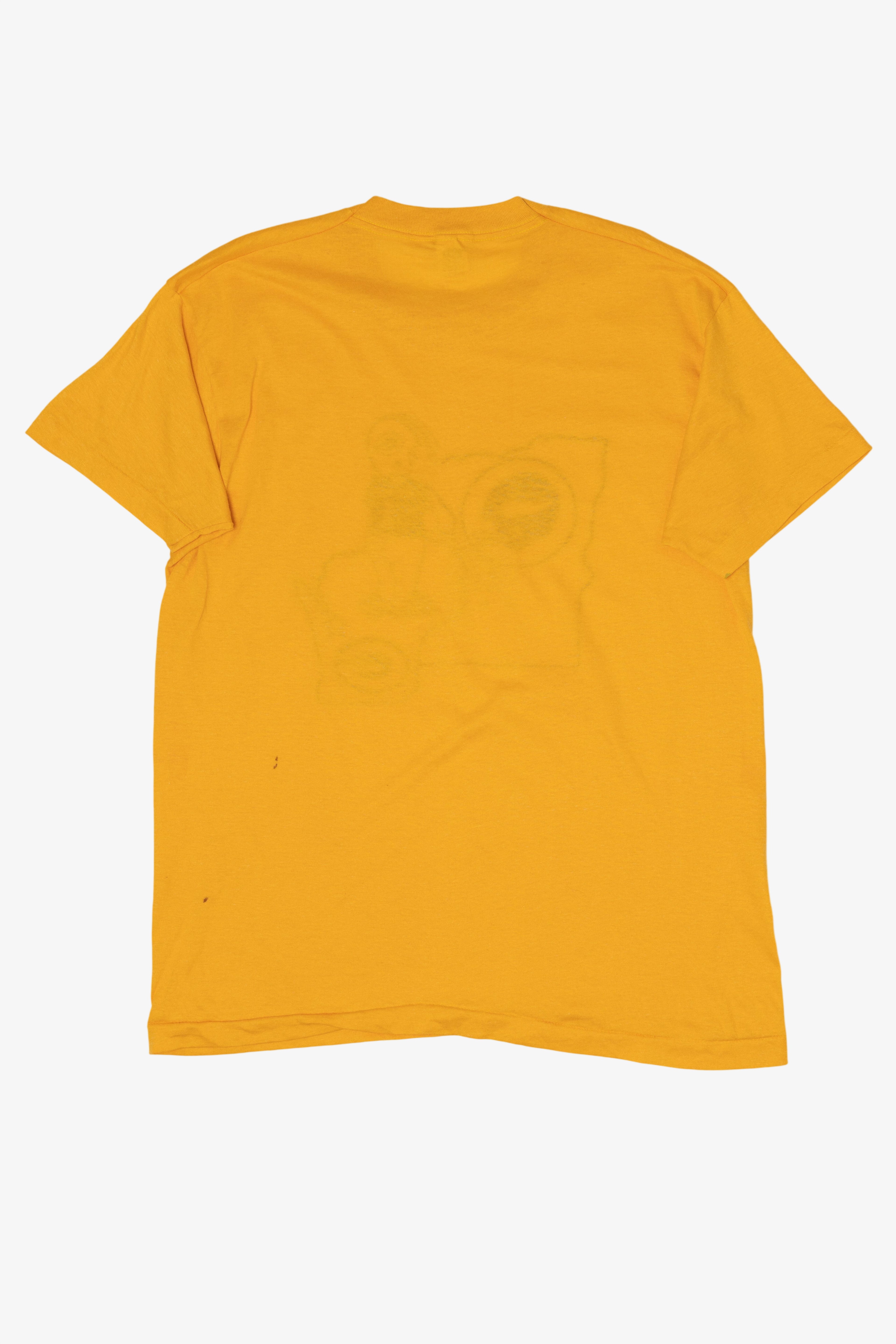 Vintage Yellow Wisconsin Green Bay Packers Peeing On Minnesota Vikings Funny T-Shirt (1980s)