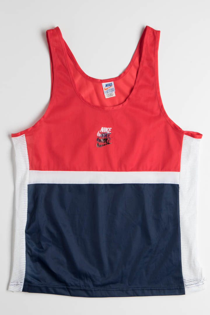 70s Vintage Nike Red, White & Blue Mesh Tank