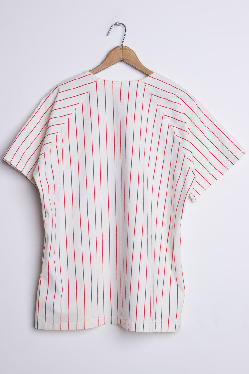 Red Pin Strip Baseball Jersey
