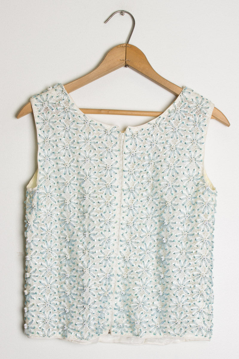 Blue Beaded Tank Top