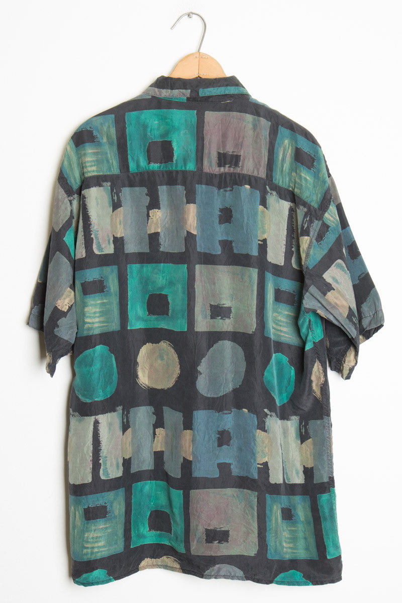 90s Patterned Silk Shirt