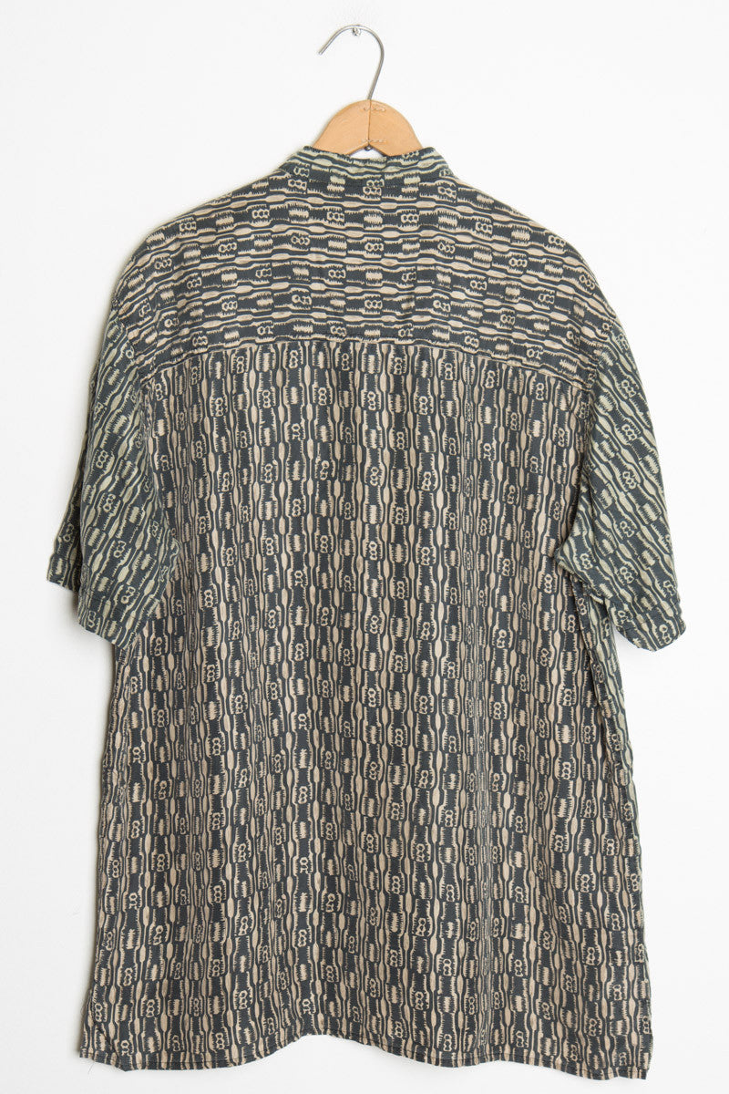 90s Patterned S/S Silk Shirt