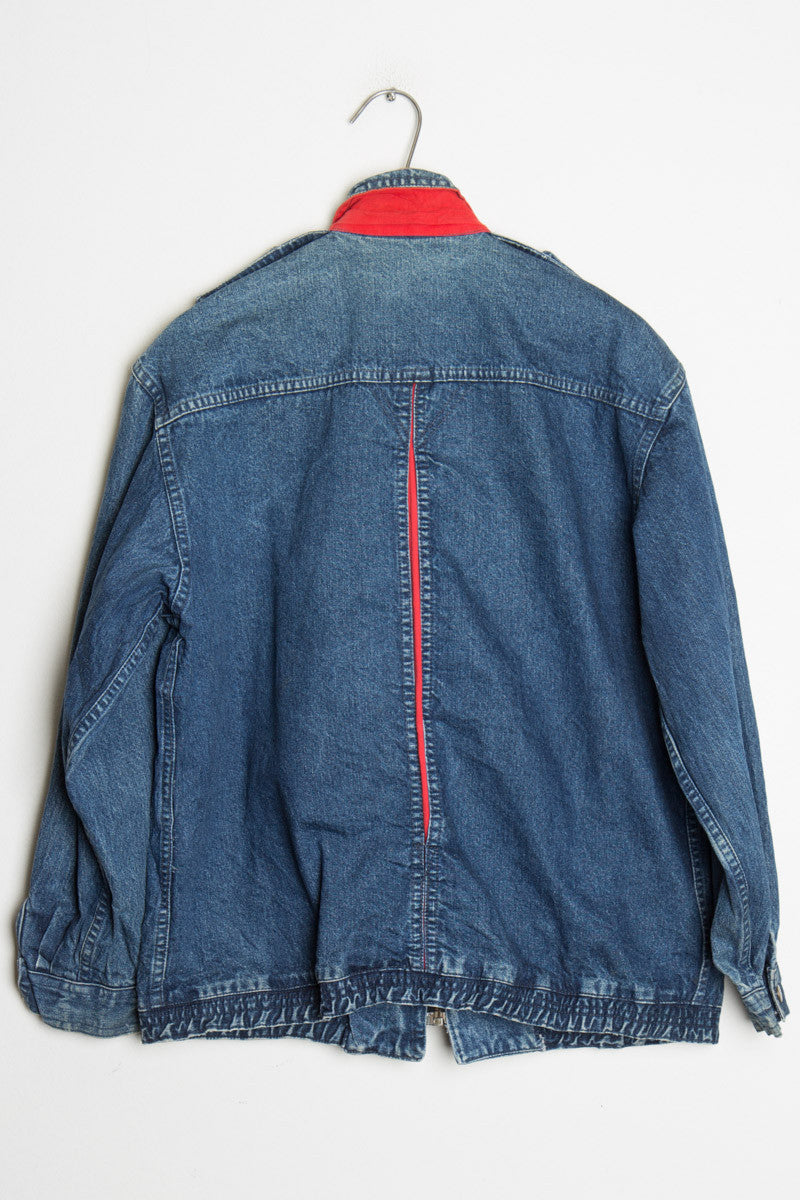 Red Contrast Denim Jacket