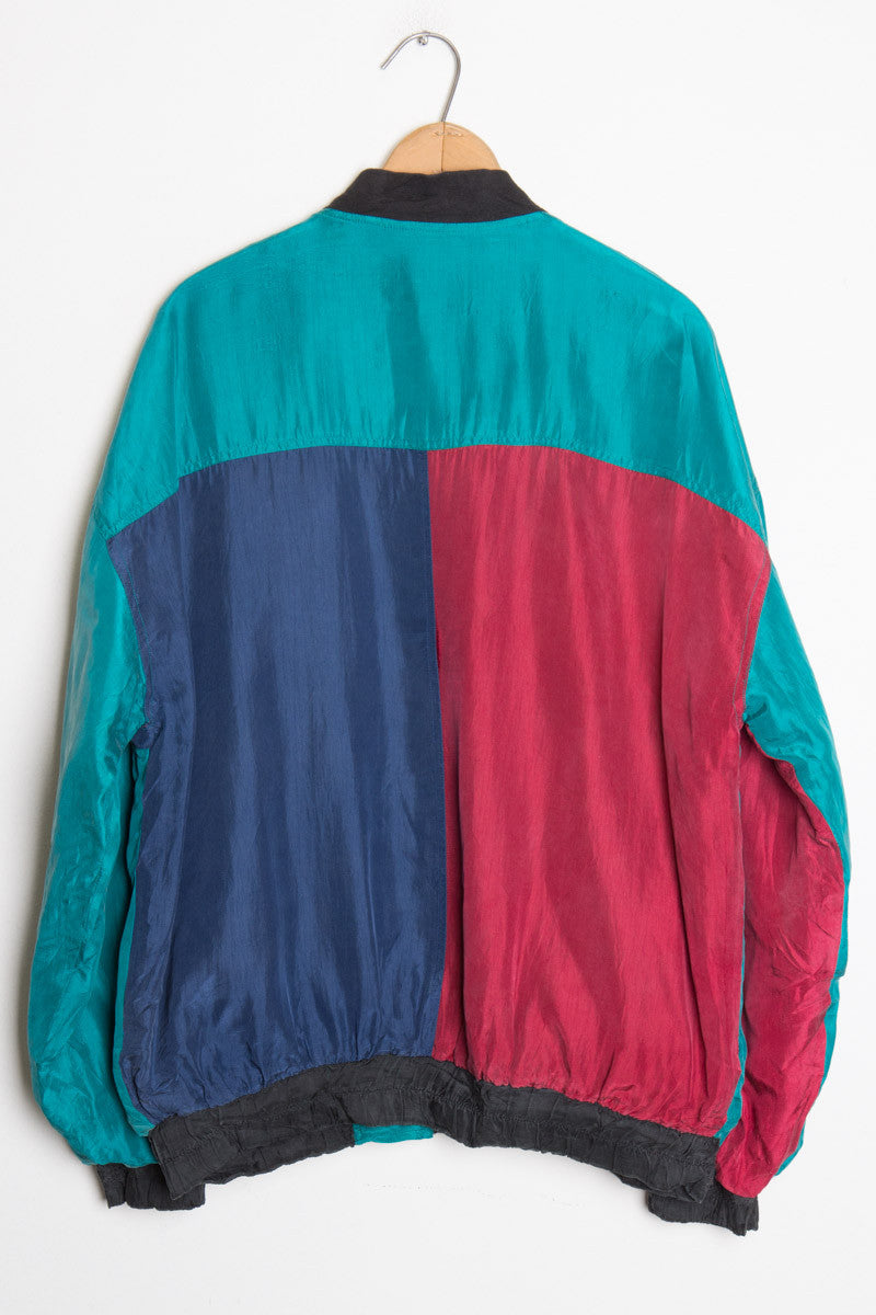Teal Silk Bomber Jacket