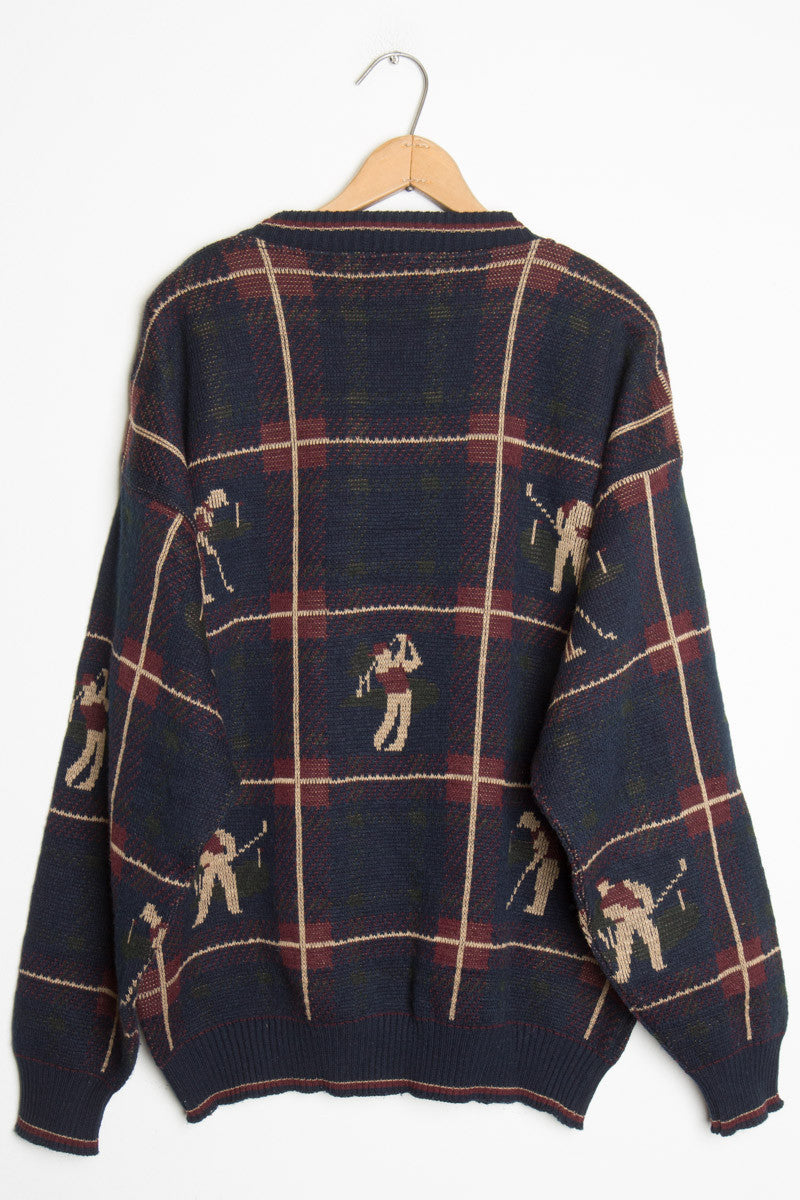 Plaid Knit Golf Sweater