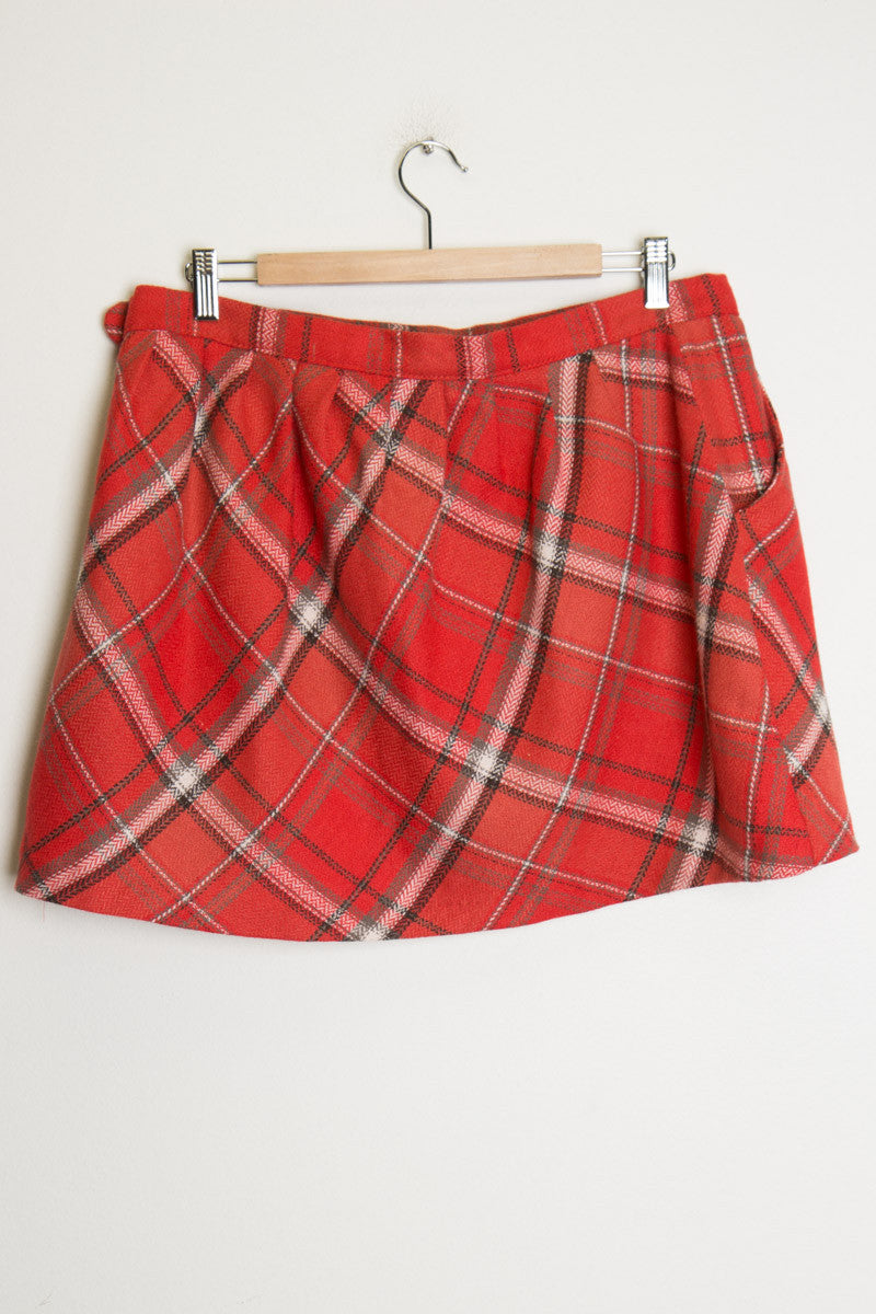 Red Plaid Mini Skirt
