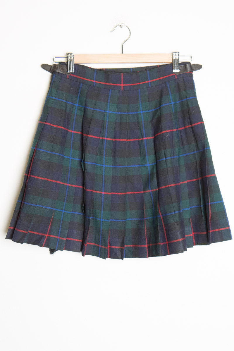 Frayed Green & Navy Kilt