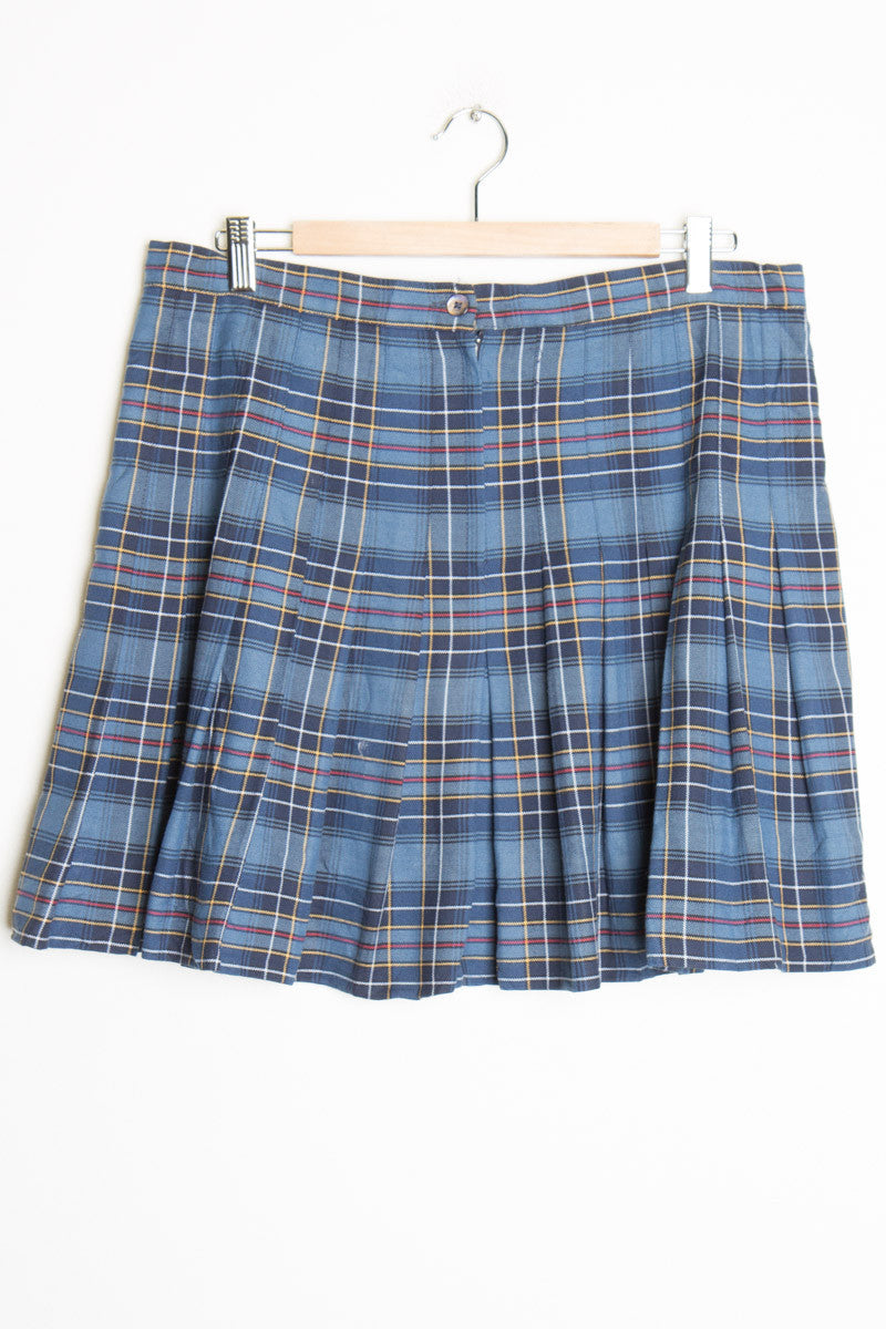 Blue Pleated Skirt