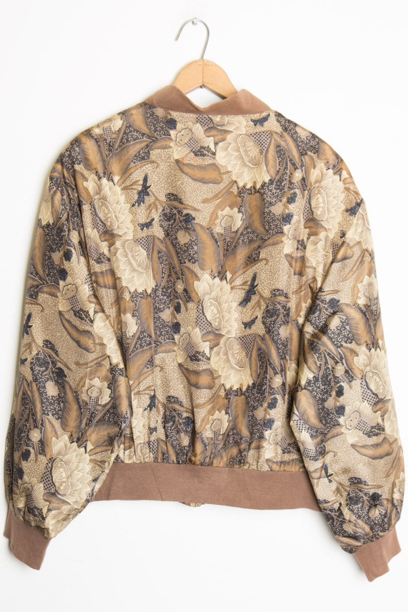 Silk Floral Bomber Jacket