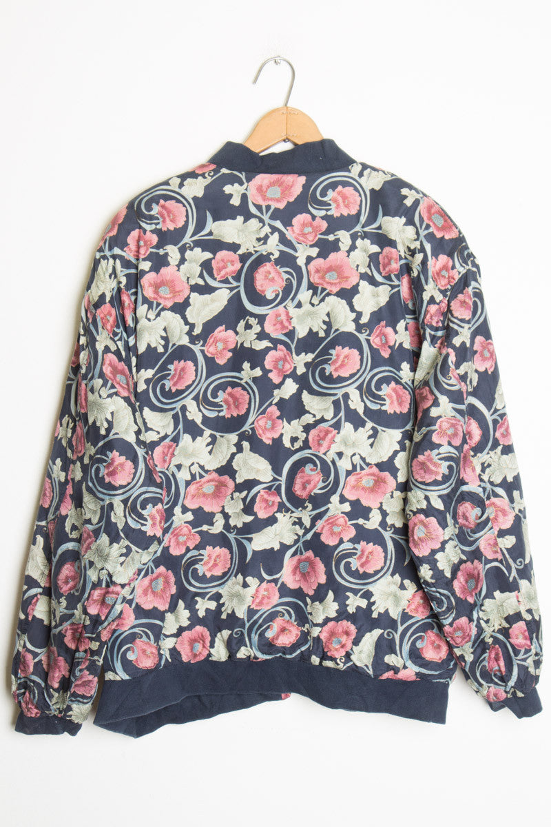 Navy Floral Bomber Jacket