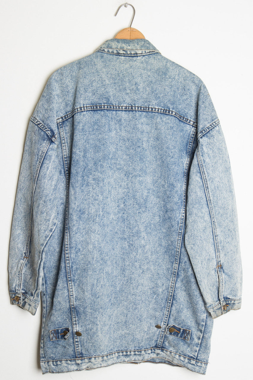 Acid Washed Long Overcoat