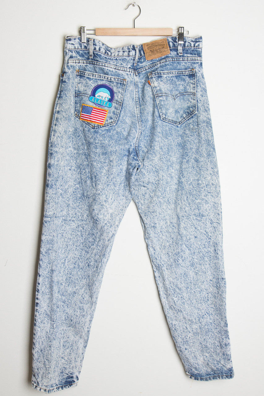 Patched Levi’s Acid Washed Jeans