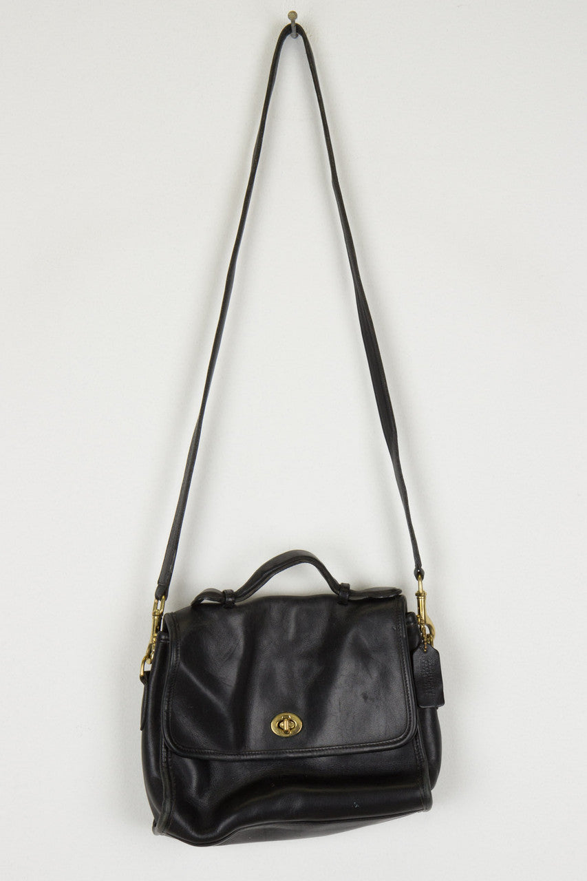Black Leather Coach Handbag
