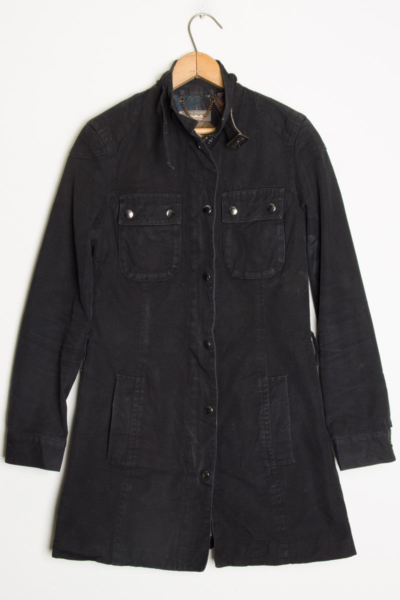 Black Denim Women's Trench Coat