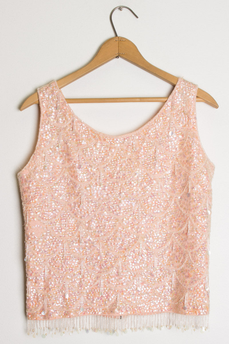 Pink Beaded and Sequin Top