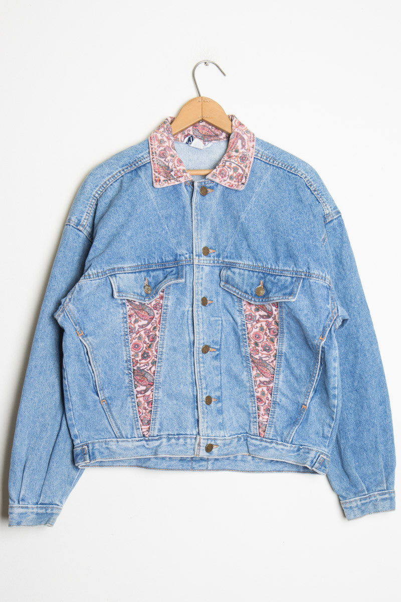 Denim Jacket w/ Paisley Accents