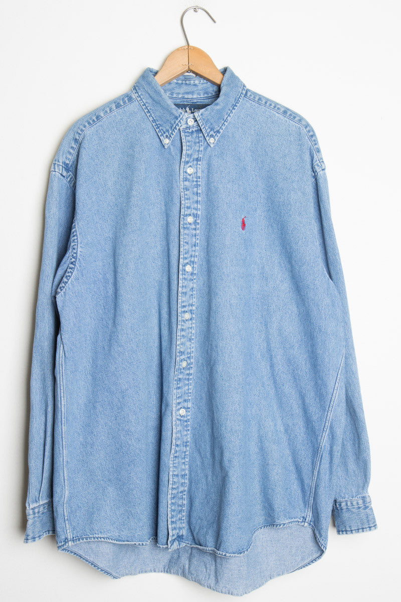 Oversized Red Pony Denim Shirt