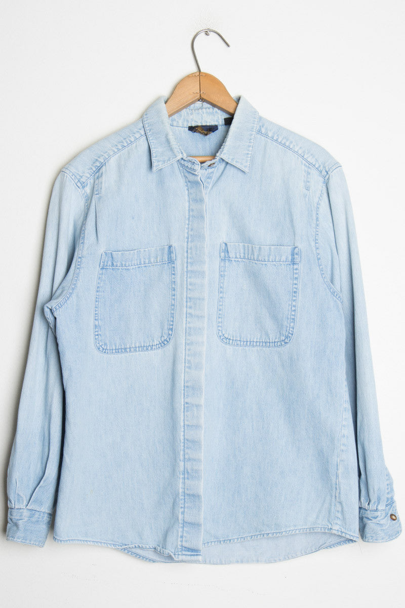 Covered Button Denim Shirt