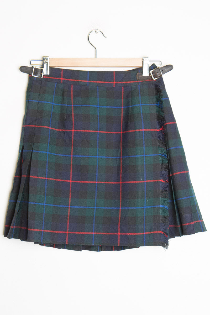 Frayed Green & Navy Kilt