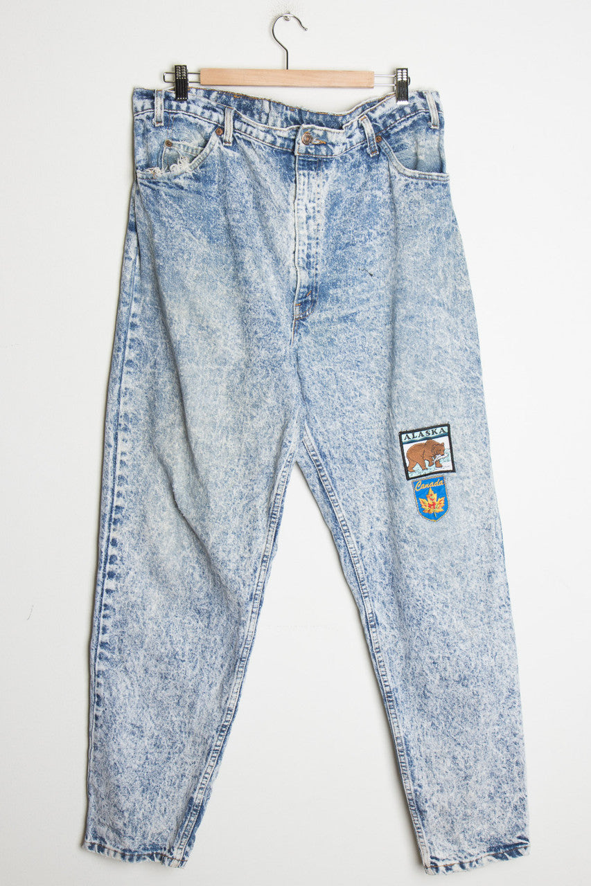 Patched Levi’s Acid Washed Jeans