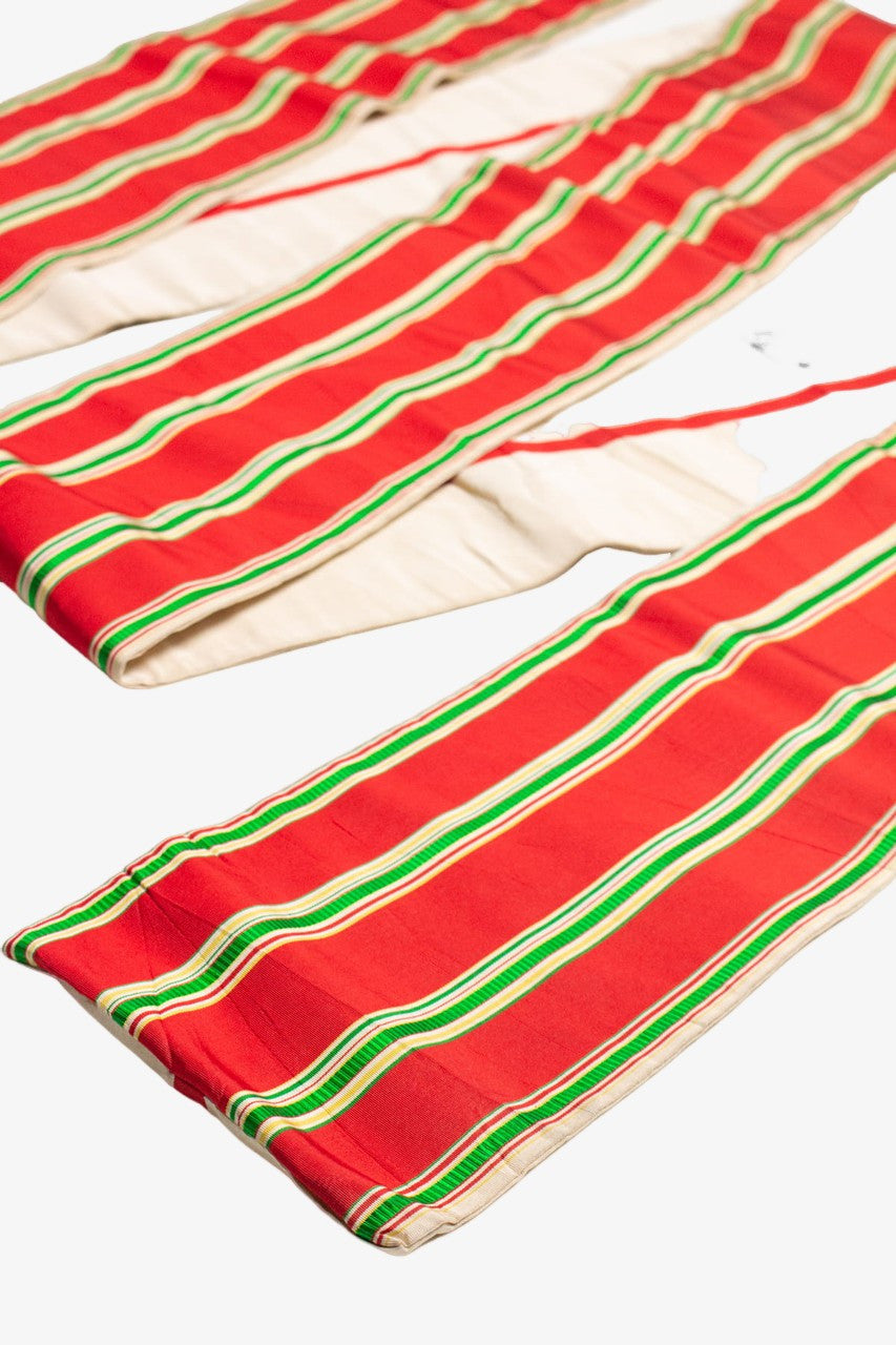 Vintage Red & Green Striped Kaku Obi 156