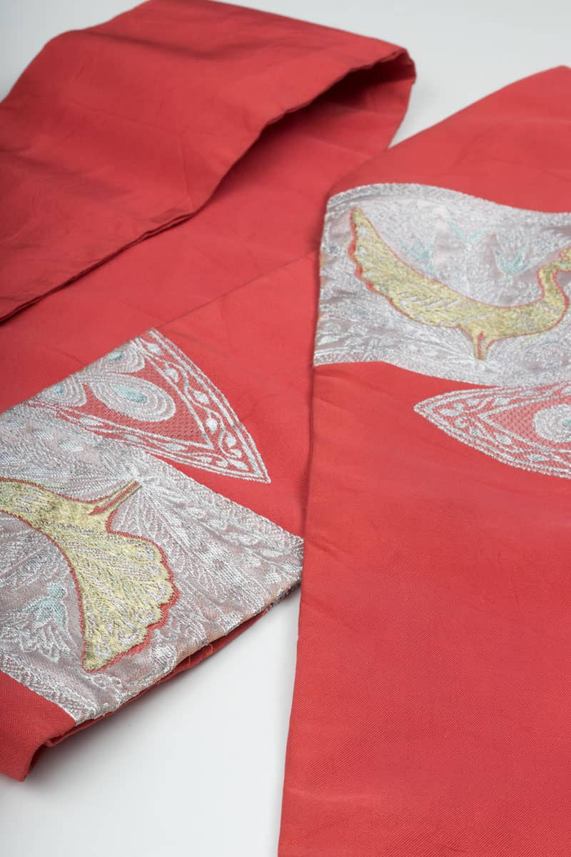 Vintage Silver Peacock Nagoya Obi 123