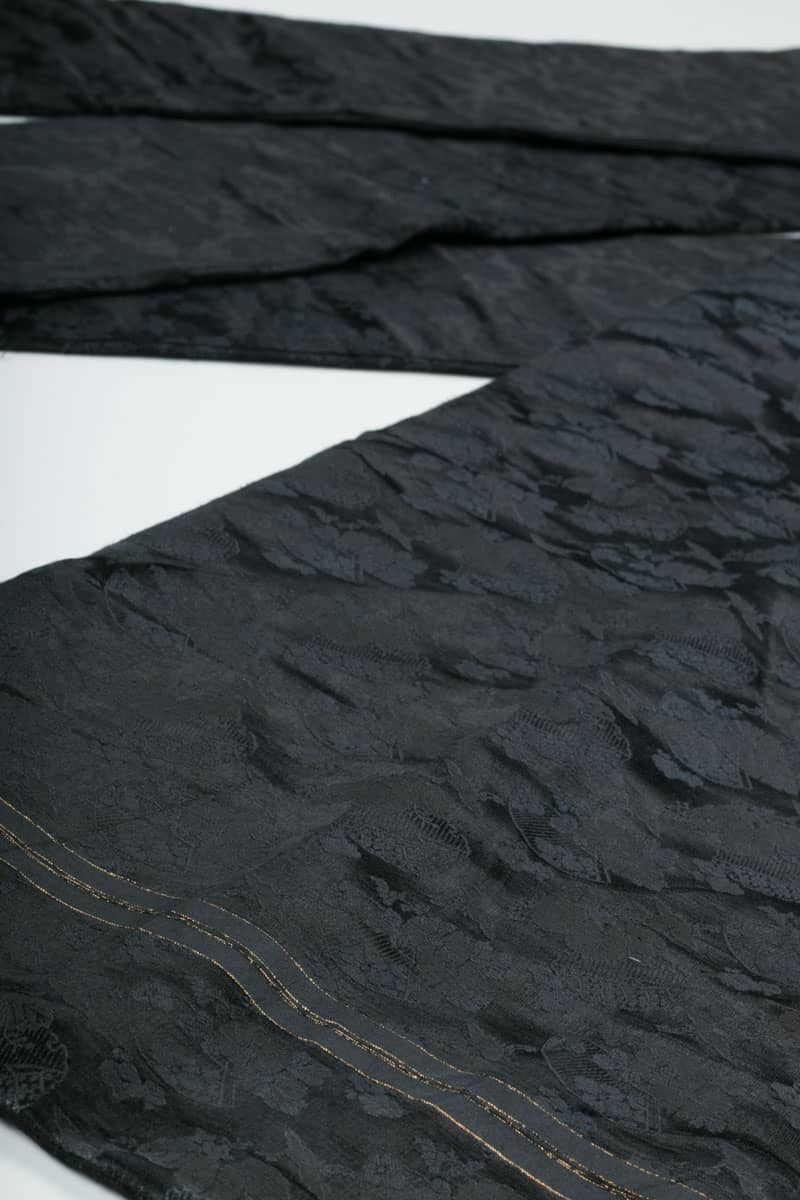Vintage Black Mini Birds & Fans Nagoya Obi 124