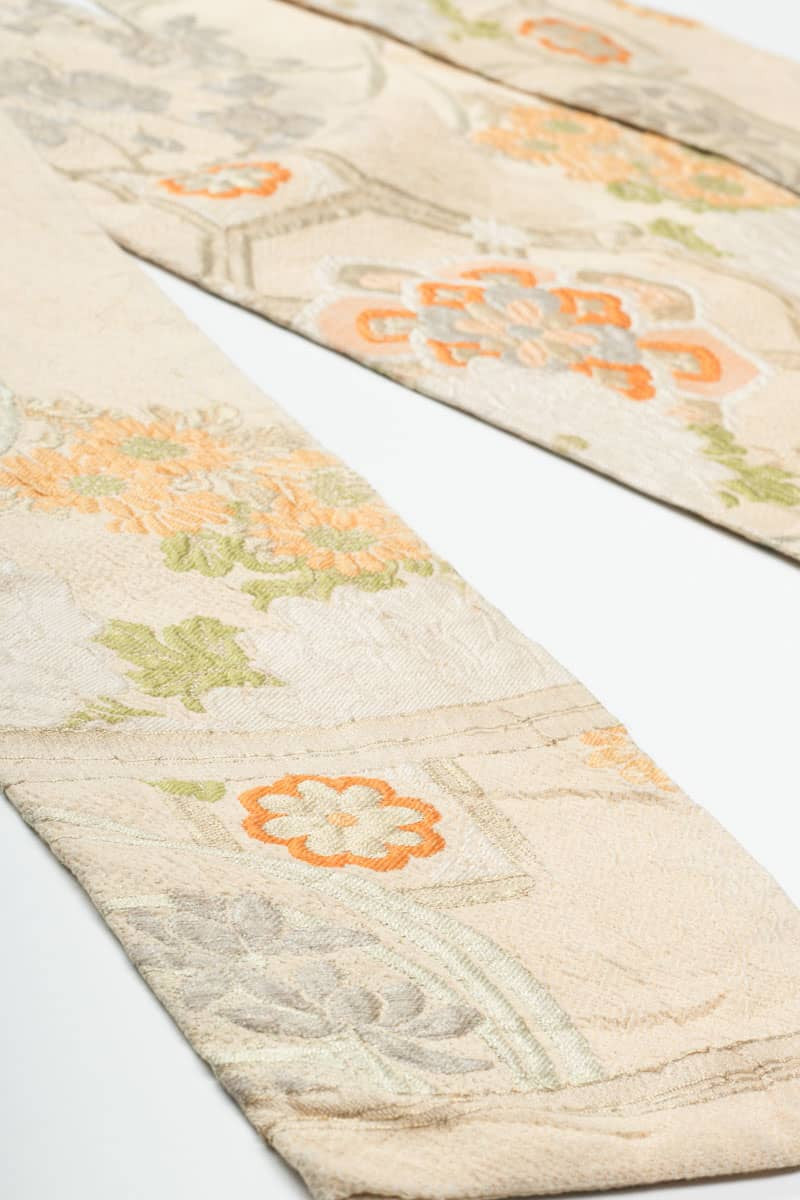 Vintage Beige Floral Hanhaba Obi 135