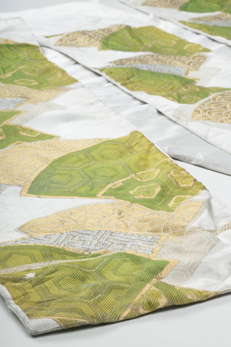 Stained Fan Embroiedered Vintage Fukuro Obi 22