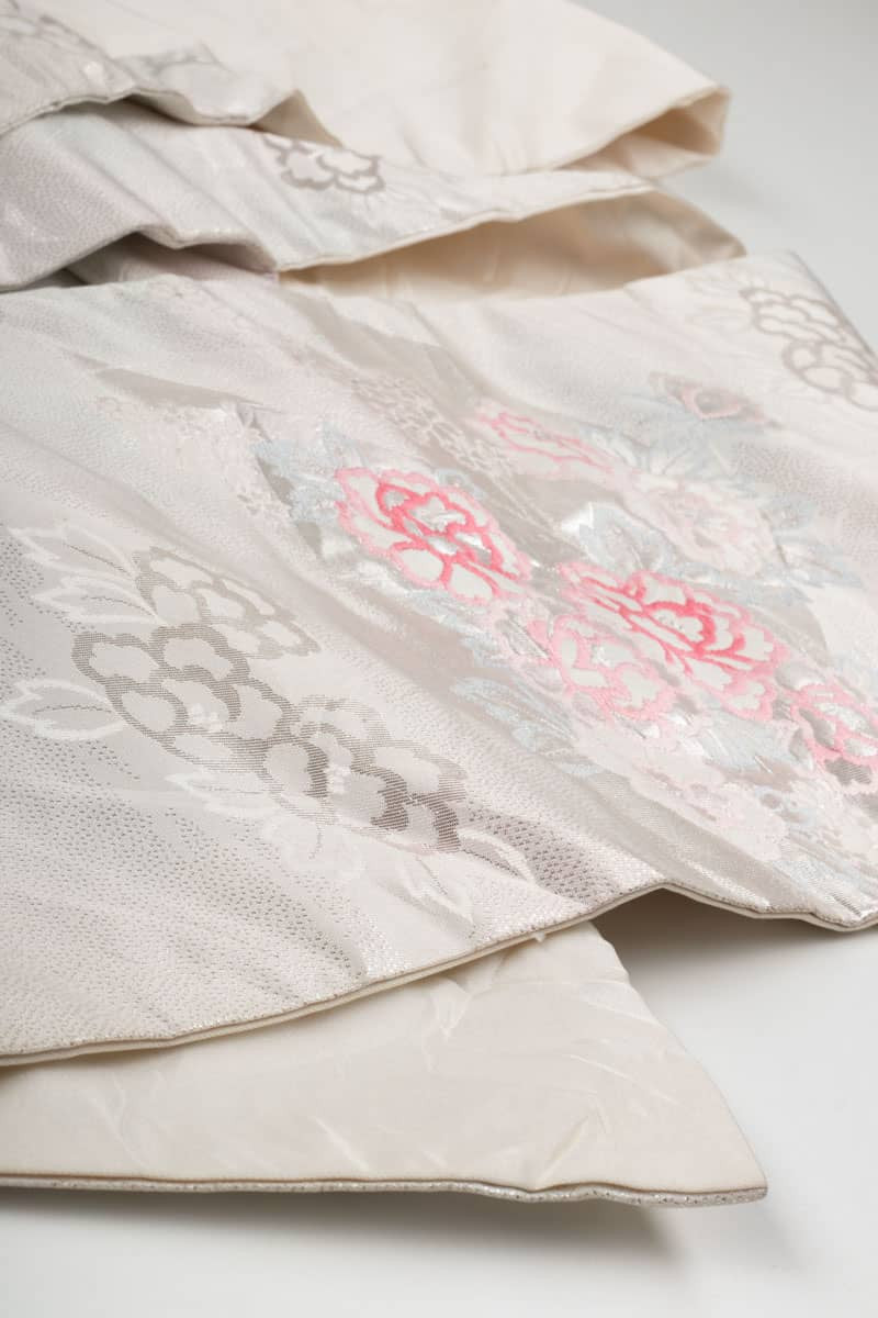 Vintage Silver Floral Embroidered Nagoya Obi 60