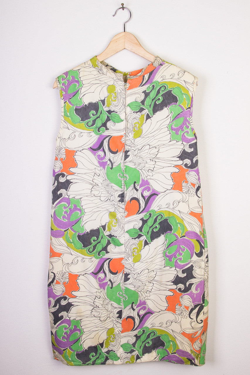 Tan Orange and Green Dress