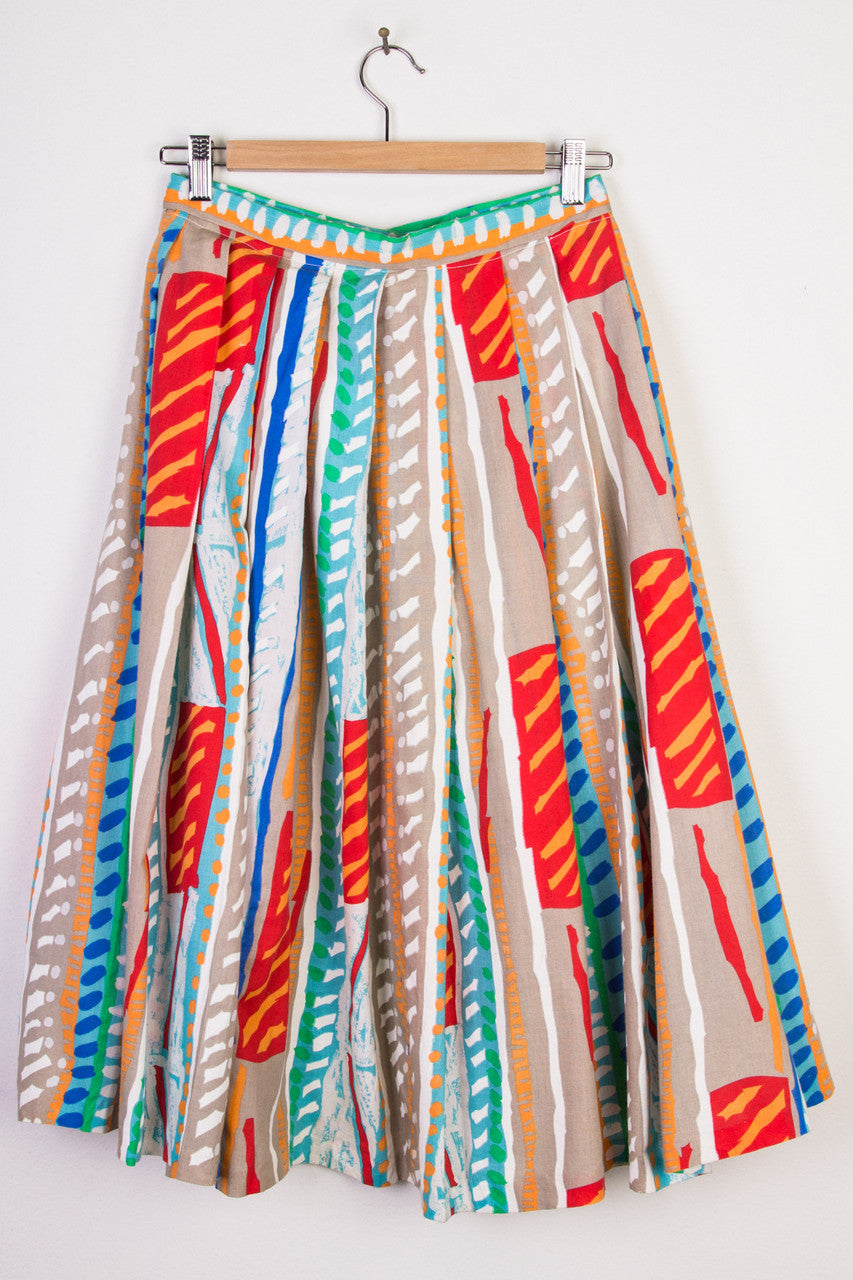 Neon Abstract Mid-Length Skirt