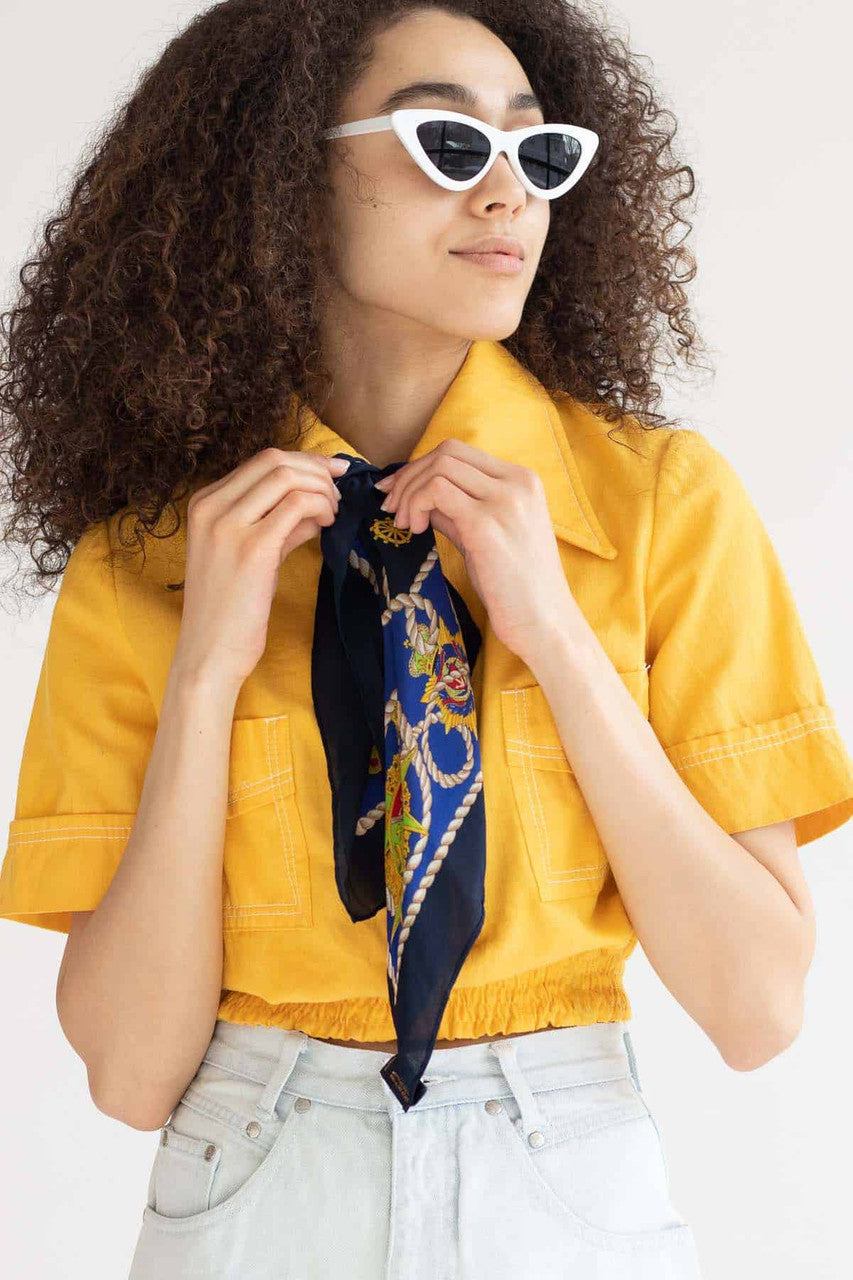 Vintage Oscar de la Renta Nautical Silk Scarf