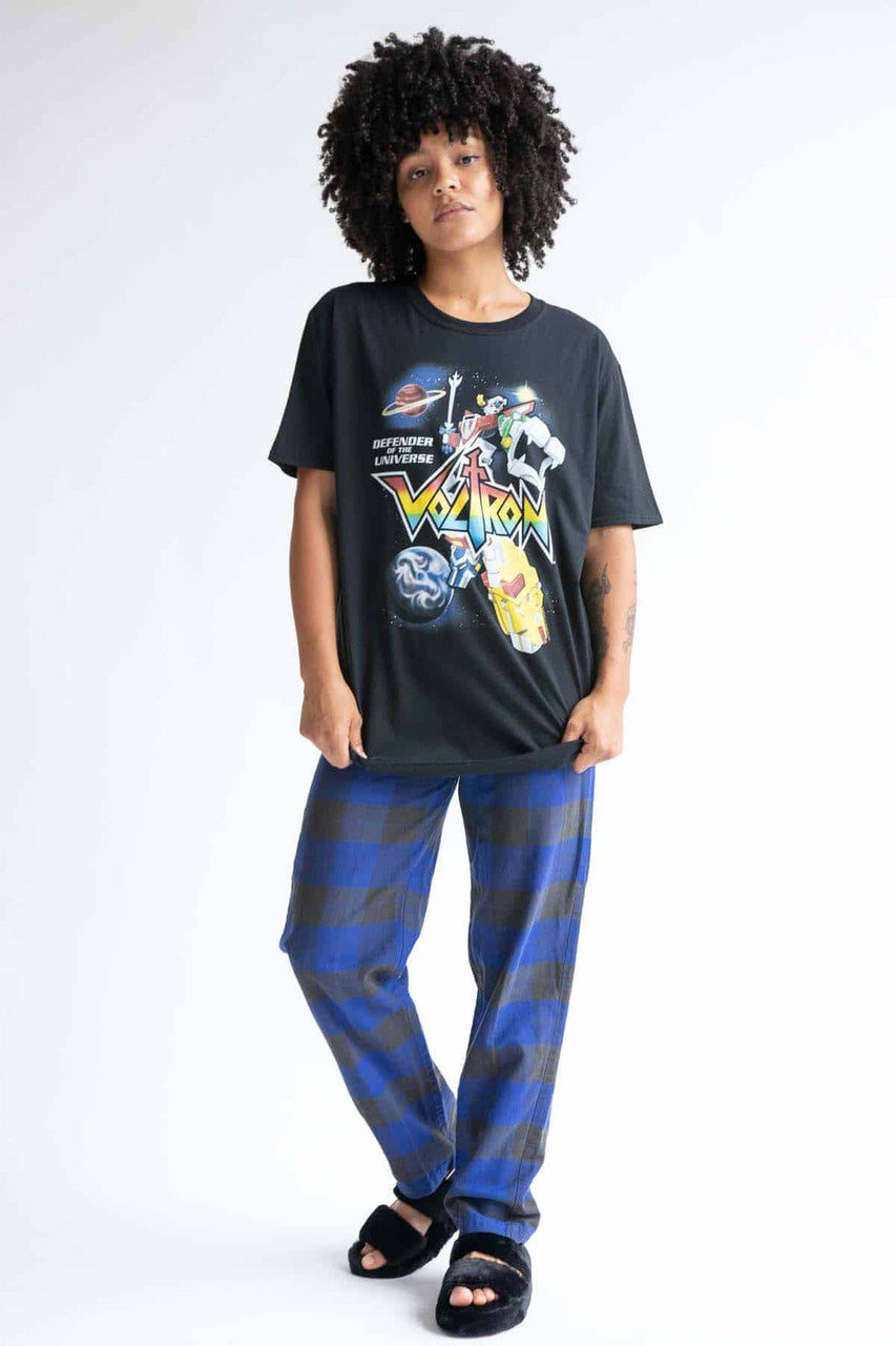 Palmetto's Black & Blue Plaid High Waisted Pants