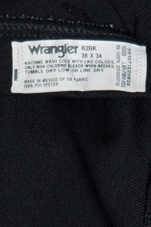 Vintage Black Wrangler Polyester Bootcut Dress Slacks (1990s)