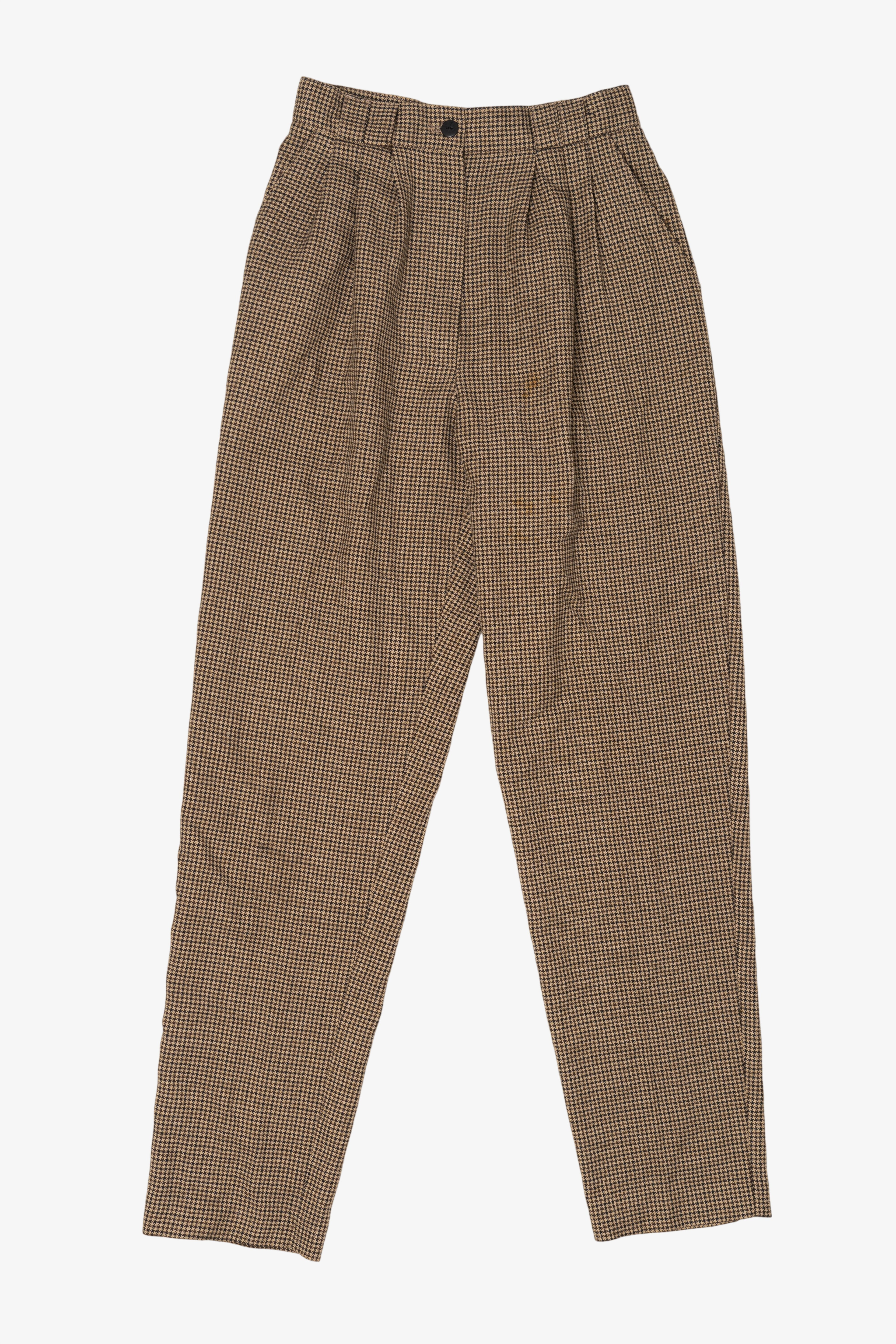 Vintage Brown Smart Pants Houndstooth Trousers (1980s)