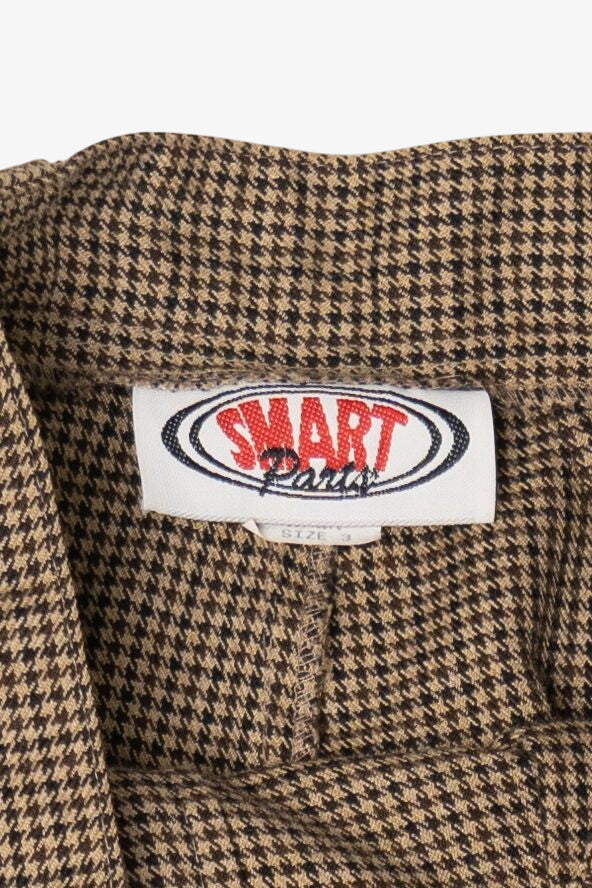 Vintage Brown Smart Pants Houndstooth Trousers (1980s)