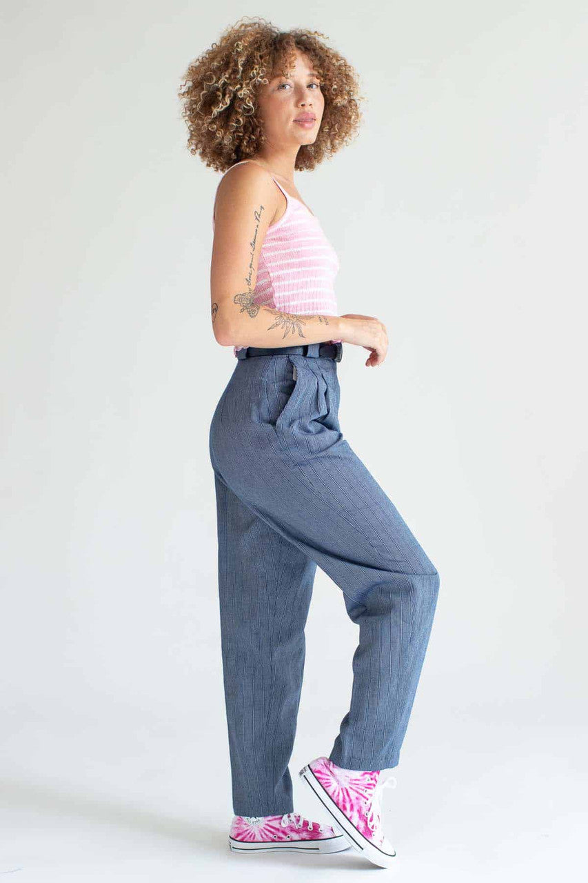 Blue Striped Belted Pants (sz. 10)