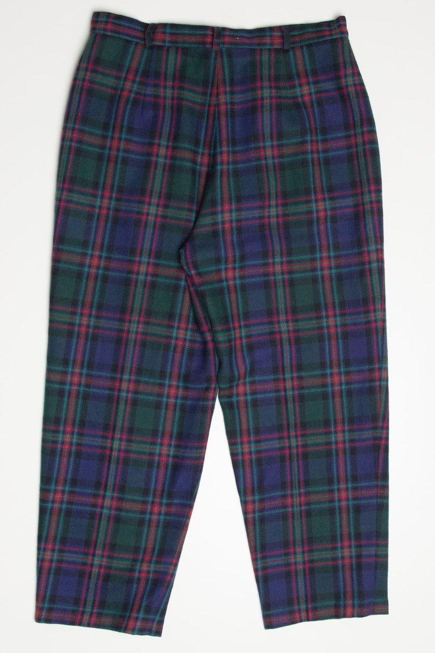Blue & Green Plaid Wool Pants (sz. 34)