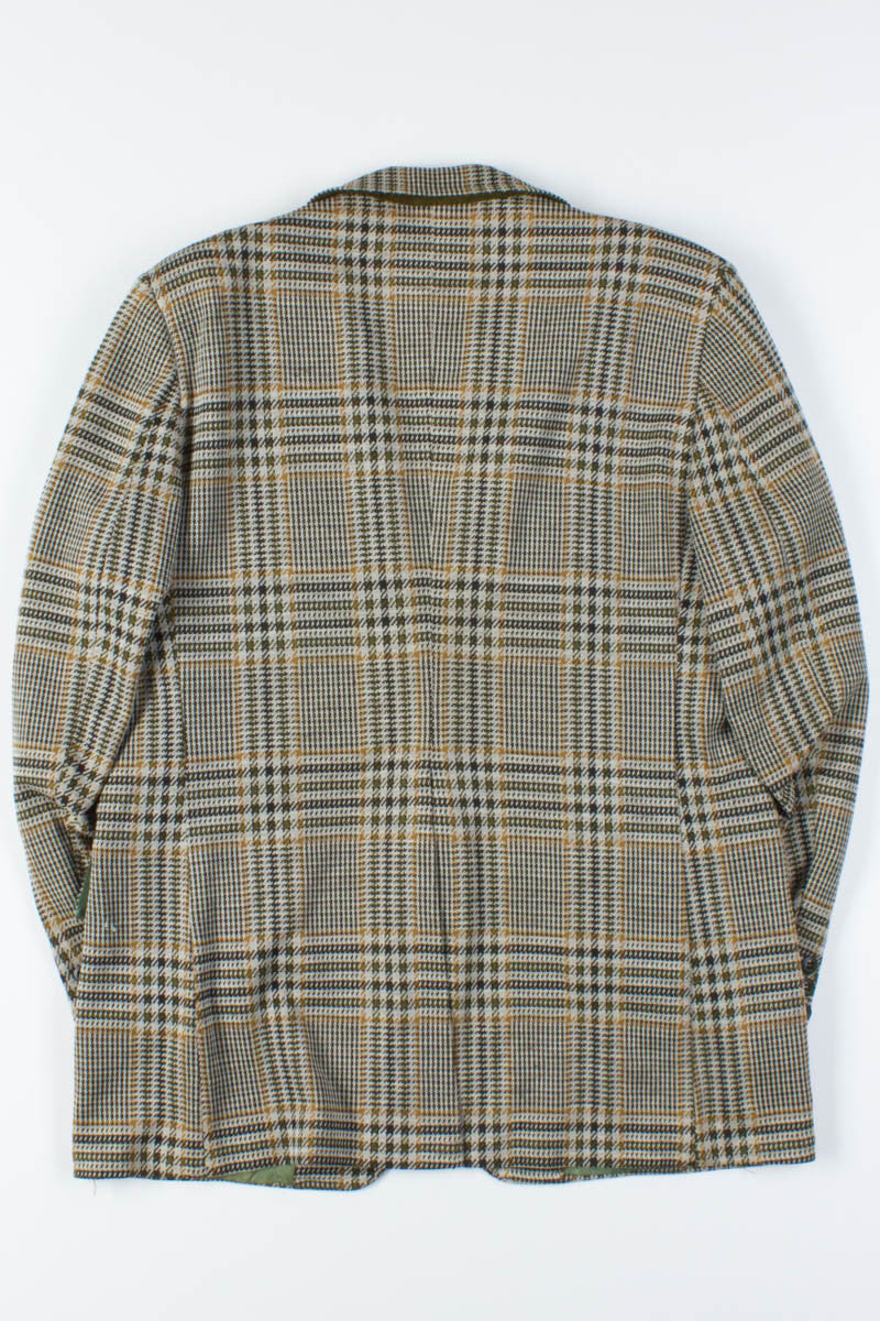 70s Green & Gold Plaid Vintage Blazer