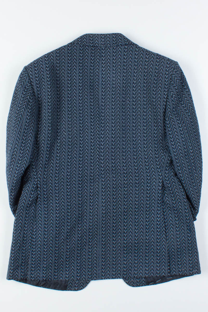 Blue Chevron Stripes Vintage Blazer