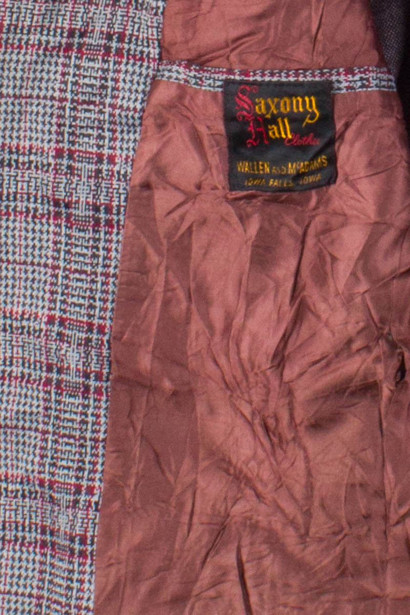 Red & Black Plaid Oversized Vintage Blazer 1
