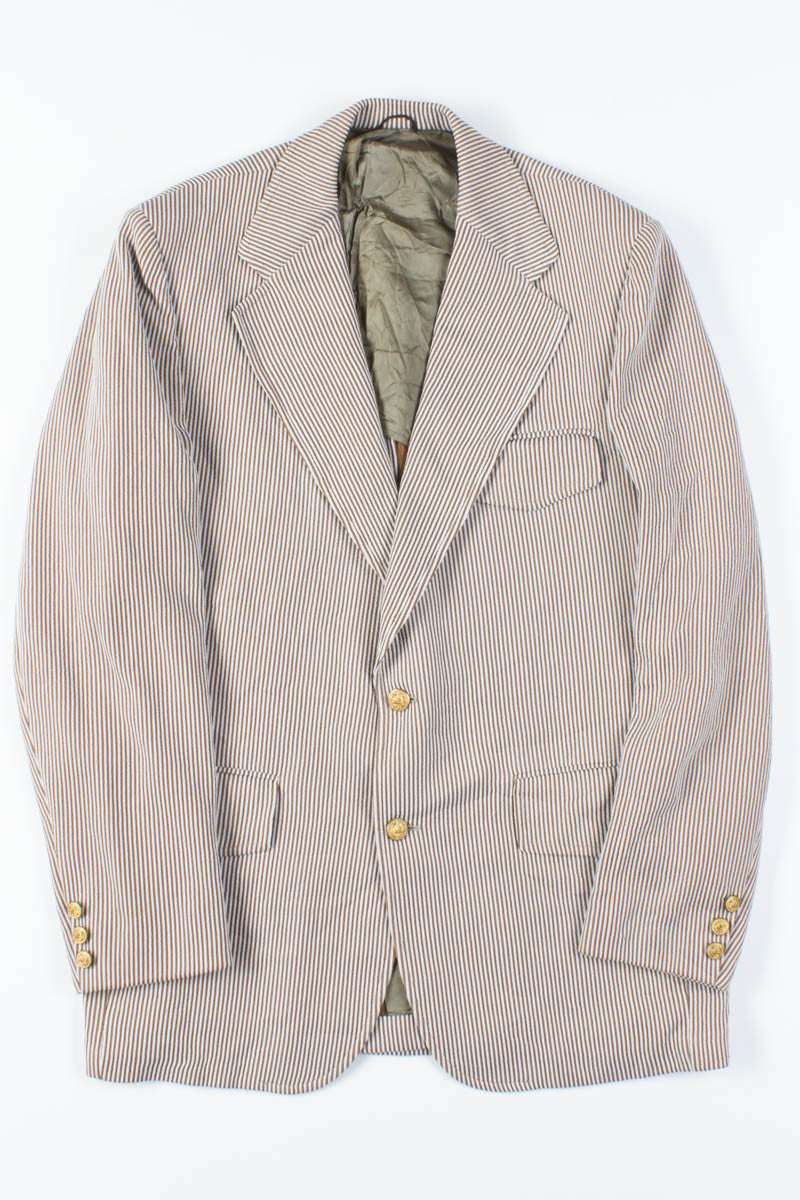 Gold Button Seersucker Oversized Vintage Blazer